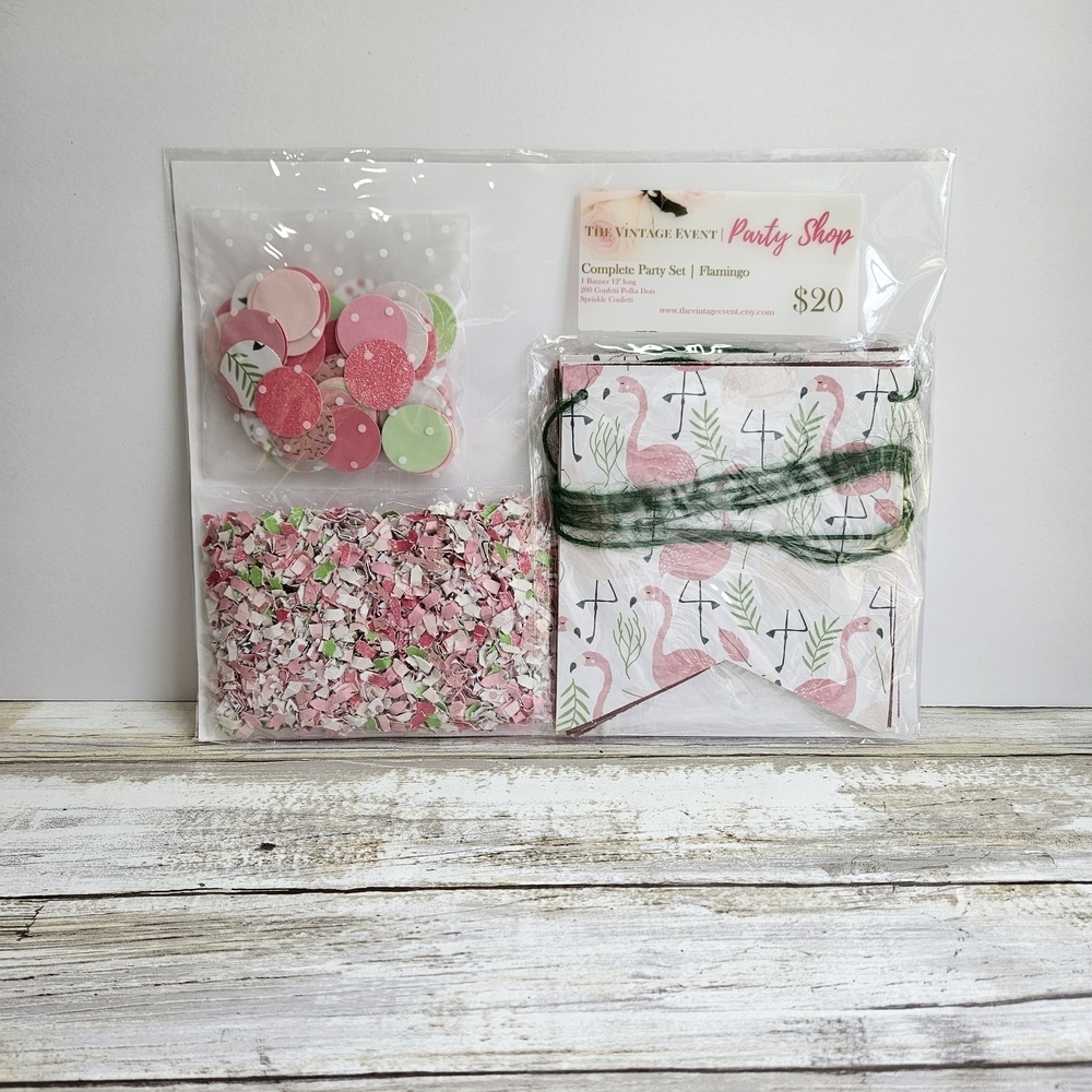 Flamingo Pink and Green Party Decorations Set